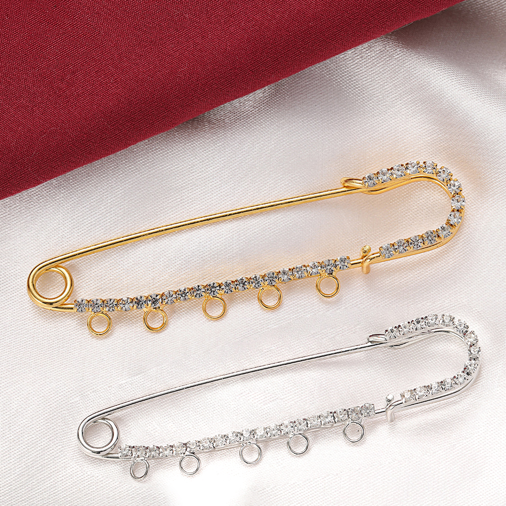 Fishing Hook Size - 5pcs 50/60/70/75mm Rhinestone Brooch Safety Pins