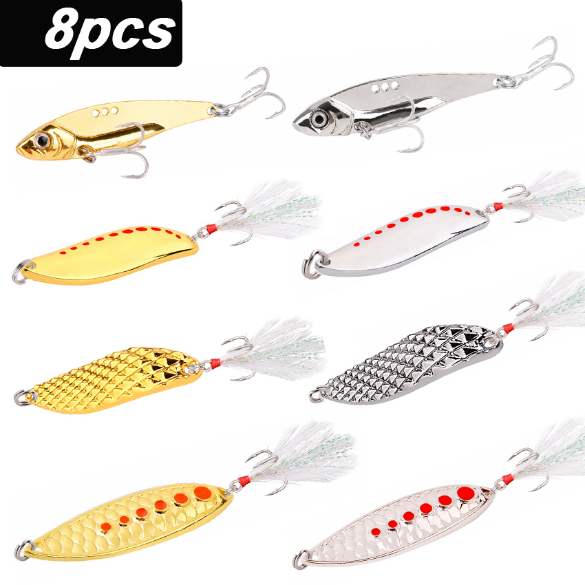 8PCS/Set Lure Metal Spinner Sp - Fishing Hook Treble review and price