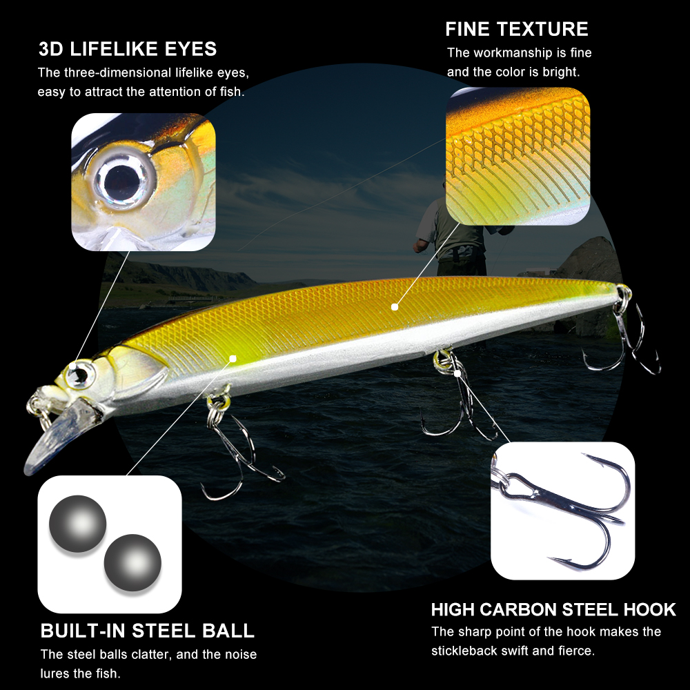 Jerkbait Minnow Fishing Lure A - Fishing Hook Treble review and price