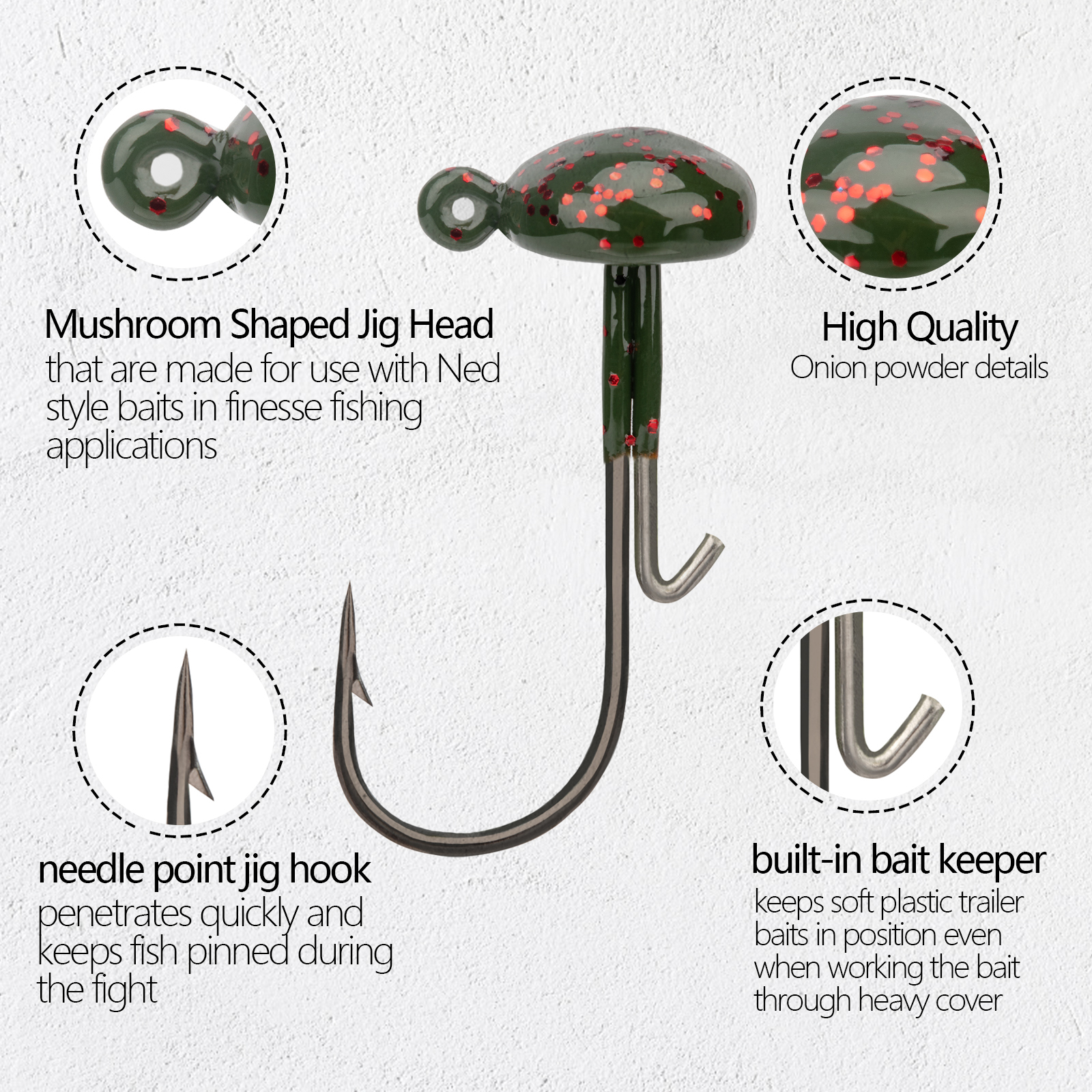 THKFISH 20pcs Ned Rig Jig Head - Fishing Hook Weedless review and price