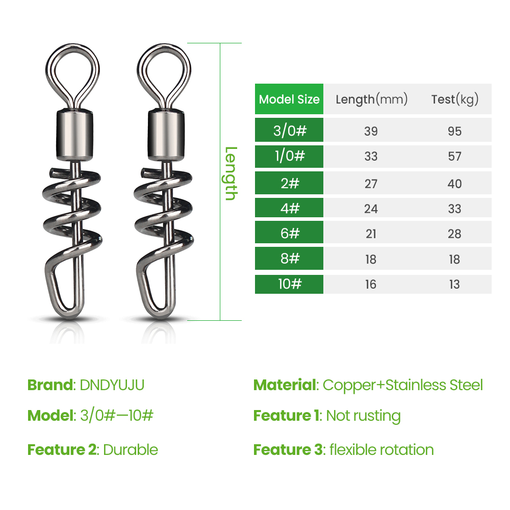 DNDYUJU 10PCS/lot Rolling swiv - Fishing Hook Stainless Steel review and price