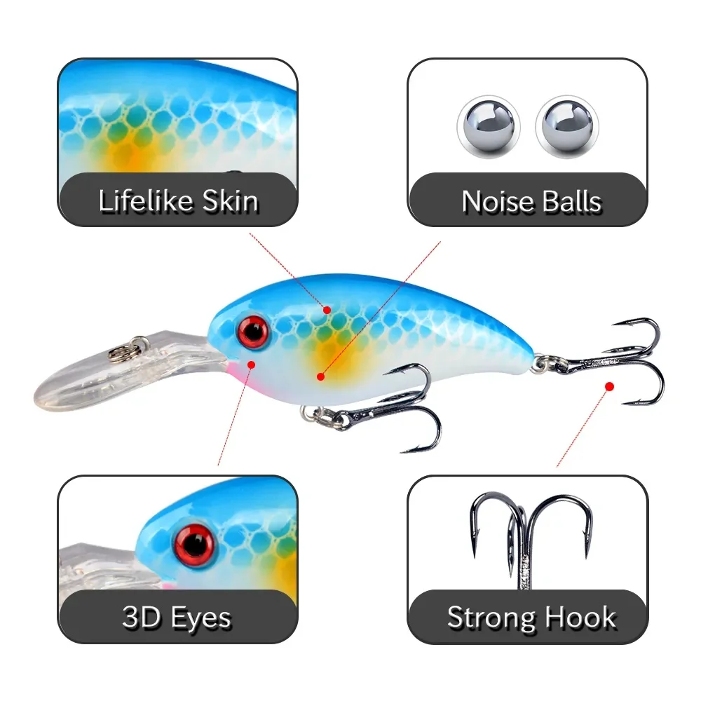 7Pcs Crankbait Fishing Lure Fl - Fishing Hook Treble review and price