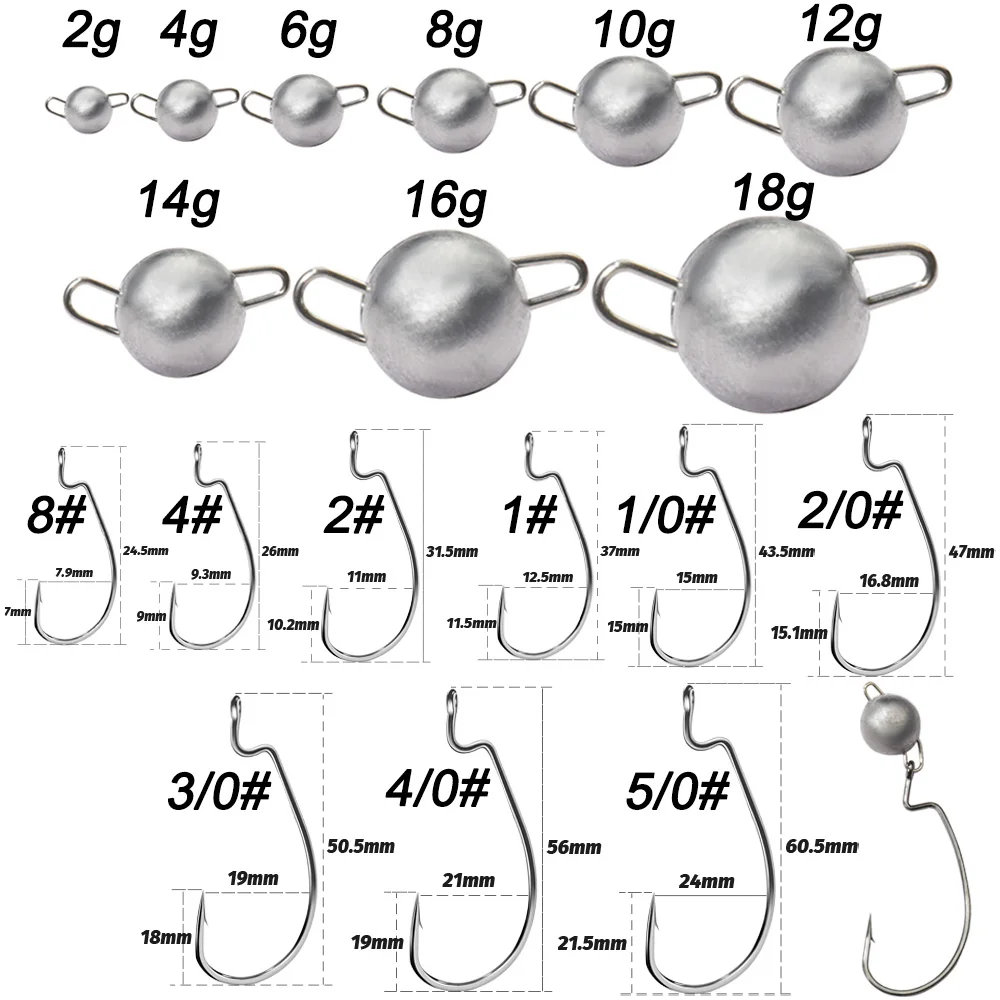 5Pcs Metal Jig Head Worm Hooks - Fishing Hook Offset review and price