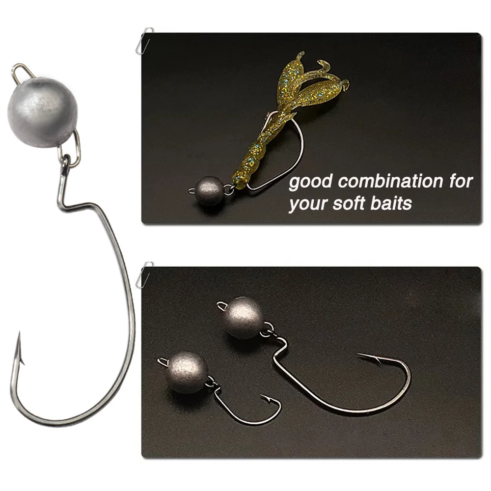5Pcs Metal Jig Head Worm Hooks - Fishing Hook Offset review and price