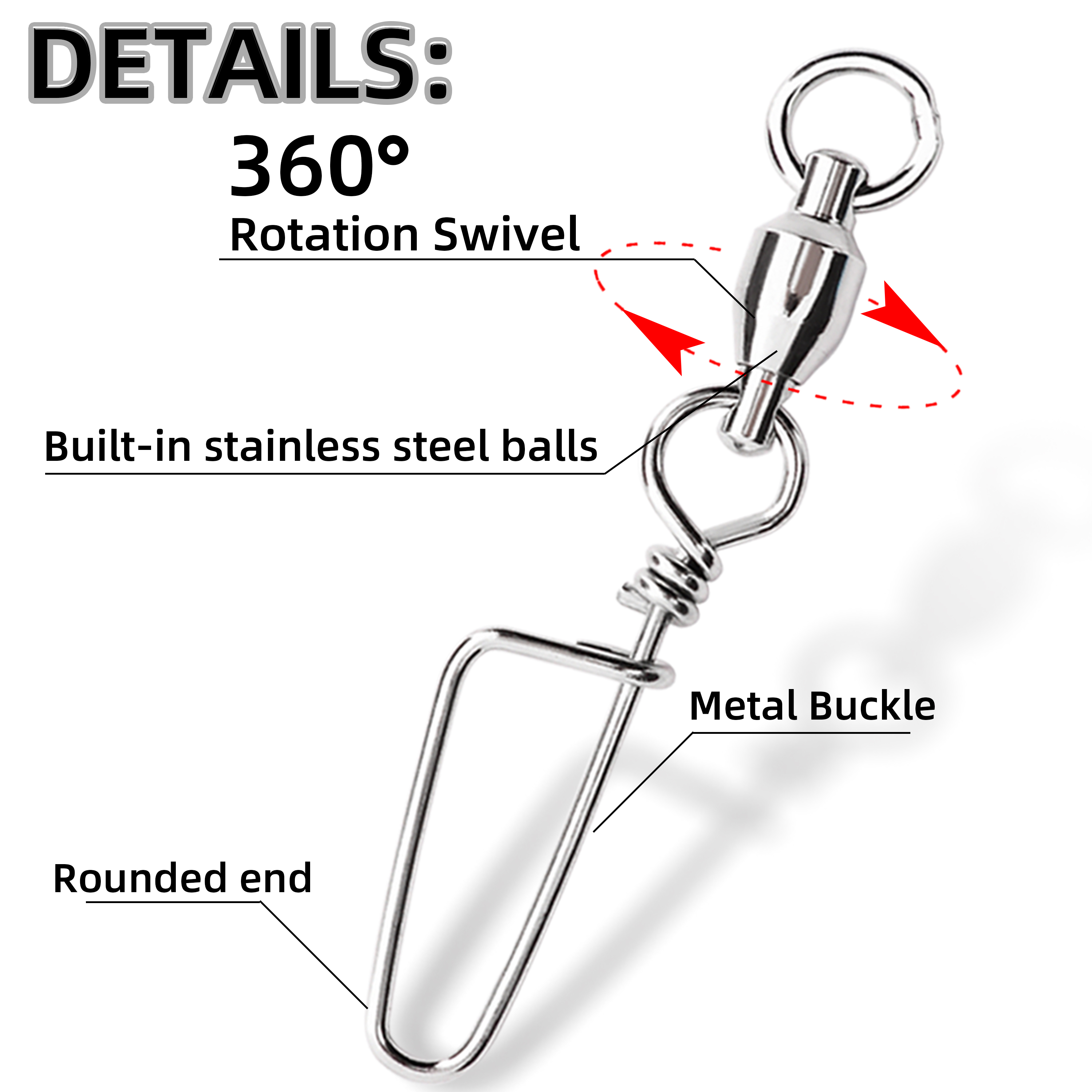 50pcs Fishing Ball Bearing Swi - Fishing Hook Stainless Steel review and price