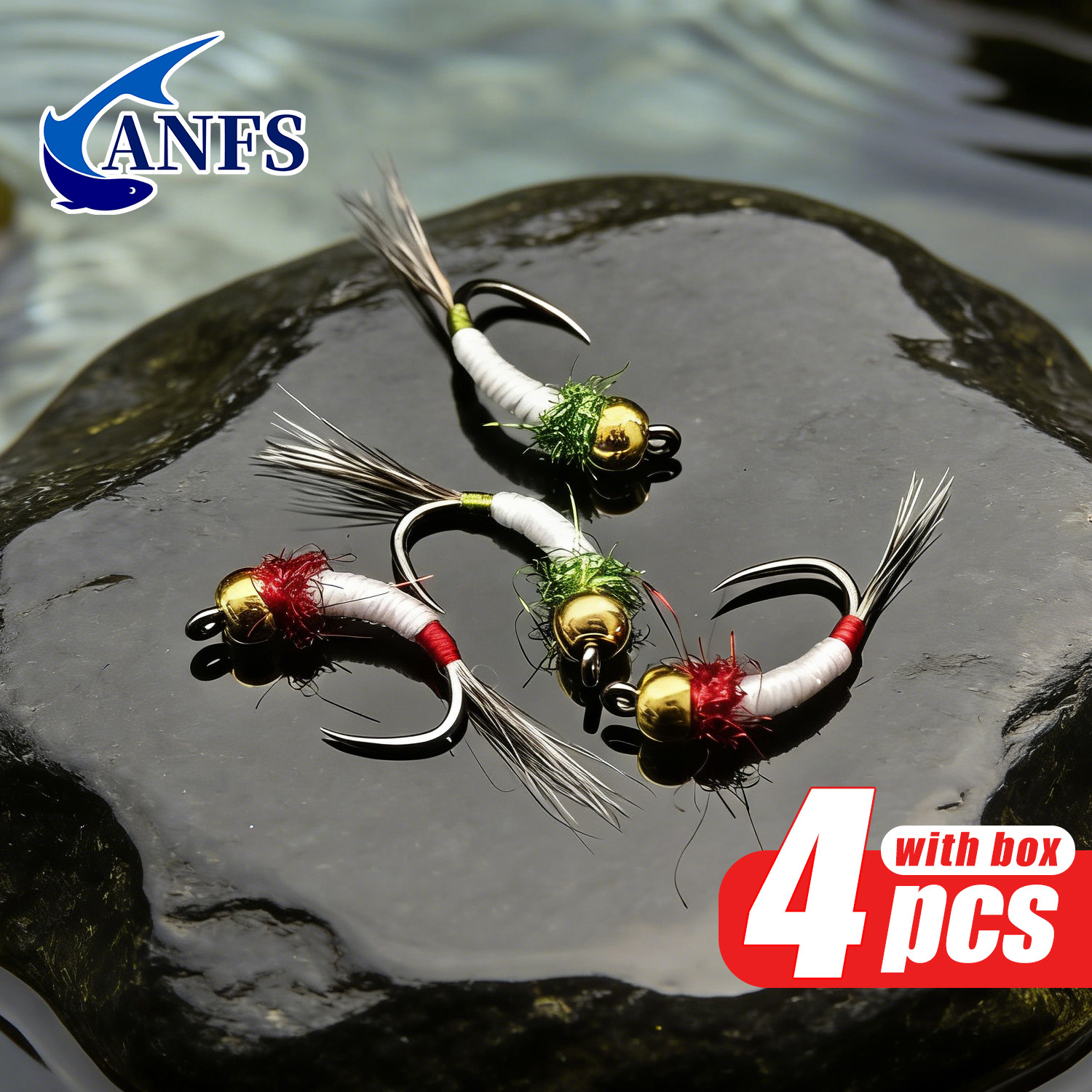 ANFS 4pcs Midge Nymph Flies As - Fishing Hook Assortment review and price